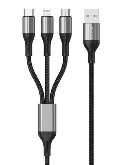 اشتري SEEKEN 3 IN 1 CABLE - Black | Fast Charging | Campatible with Iphone and Samsung | Braided Cable | Premium Design | High-Quality. في الامارات