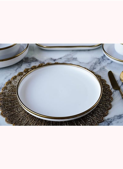 اشتري Regale Dinner Plate D24cm White And Gold في الامارات