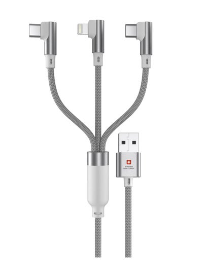Buy Swiss Military 3-in-1 Multi Fast Charging Cable (6FT/2M): Original 5A, Lightning/Type C/Micro, Compatible with iPhone/Huawei/Samsung/OPPO/VIVO/Xiaomi/Honor, 5Amps – White in UAE