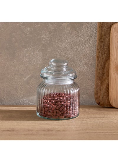 Buy Essential Glass Ribbed Jar 500 ml in UAE