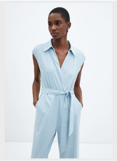 Buy Belted V-Neck Jumpsuit in UAE