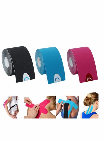 Buy Kinesiology Tape, Muscle Tape Therapeutic & Hypoallergenic Sports Strapping Tape, Breathable and Waterproof Adhesive for Sports & Injury Recovery for Gym Fitness Running Tennis Swimming Football 5m in UAE