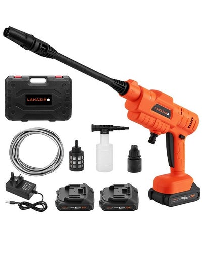 Buy Cordless High Pressure Washer 25Bar 20V with 2 LI-ION Battery with 8 pieces + plastic case in Saudi Arabia