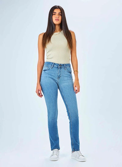 Buy High-Waist Medium Washed Slim Fit Jeans in Egypt