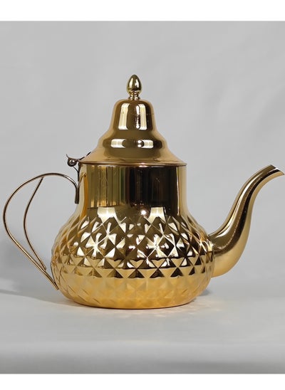 Buy Classic Moroccan Style Engraved Design Coffee Dallah Pot Rustproof Premium Stainless Steel Teapot Mirror Finish Coffee Kettle Easy Pour Spout Tea Kettle with Hinged Lid and Ergonomic Handle Dishwasher Safe Induction Safe Teapot for Office Home 0.8/1.2/1.6/2 L in UAE