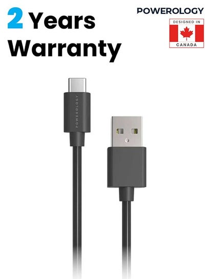 Buy USB-A to Type-C Data And Fast Charge Cable PVC 1.2M, Durable and Fire-Resistant Compatible with Samsung S21 S20 Note 20 10 9 Huawei P30 P20 Lite and more, Black in UAE