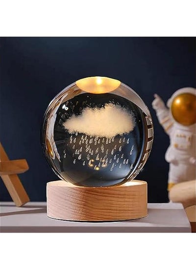 Buy Night Lights Crystal Glass Ball Light 3D Nightlight Wooden LED Display Base Stand Home Decor Ornaments Birthday Present Lamp Funny Night Light Warm Light Art Gifts for Kids Gifts-Cloud in Saudi Arabia