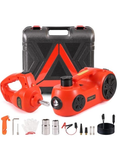 Buy Upgrade Electric Vehicle Jack Kit 5 Ton 12V Hydraulic Floor Jack with Impact Wrench Tire Inflator for Vehicle Emergency Repair Kit in UAE