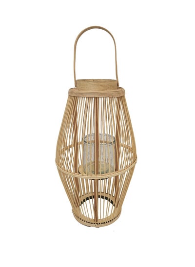 Buy Wooden bamboo lantern and candle holder , 50 cm in Saudi Arabia