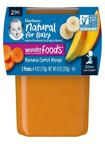 اشتري Natural for Baby Wonder Foods 2nd Foods Banana Carrot Mango 2 Pack 4 oz 113 g Each في الامارات