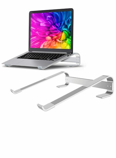 Buy Computer Stand, Laptop Stand for Desk, Ventilated Ergonomic Aluminum Notebook Compatible with MacBook Air, Suitable 10-17 Inch Laptop, Work from Home (Silver) in UAE