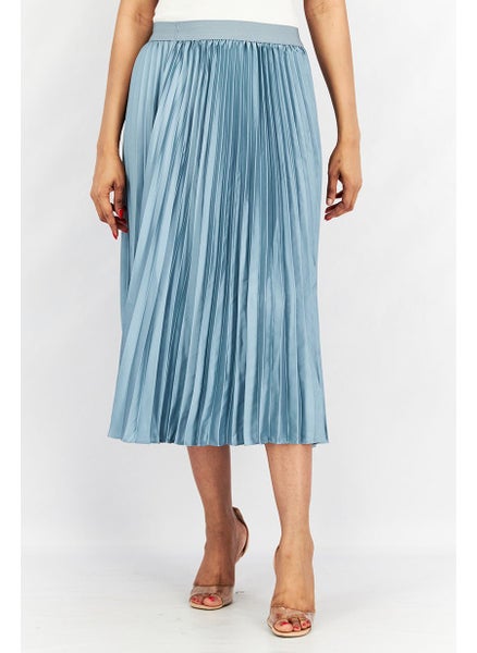 اشتري Women Pleated Midi Skirt, Sage Blue في الامارات