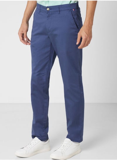 Buy Men Blue Easy Wash Slim Fit Sustainable Chinos Trousers in UAE