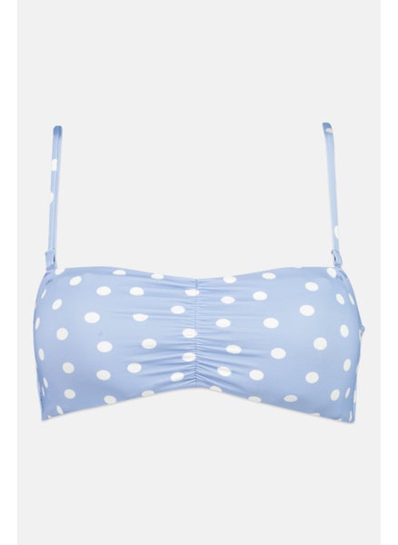 Buy Women Padded Unlined Polka Dot Bikini Top, Blue in UAE