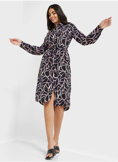 Buy Belted Printed Shirt Dress in Saudi Arabia