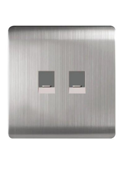 Buy Double Data Socket CAT-5 RJ45 Brushed Silver in UAE