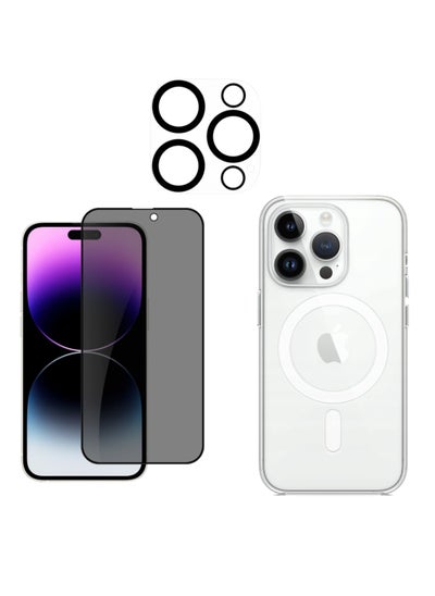 اشتري 3 Pack Full Coverage iPhone 15 Pro Case 6.1 Inch With iPhone 15 Pro Camera Lens Protector And iPhone 15 Pro Privacy Screen Protector 6.1 Inch For iPhone 15 Pro Magsafe Case في الامارات