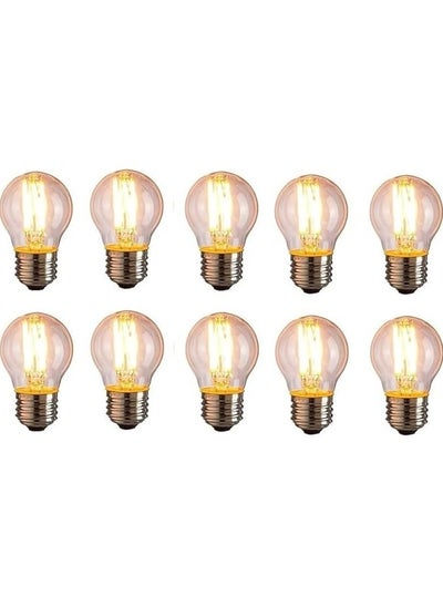 Buy Large Dimmable Decorative Bulb G45 Edison Dimmable Bulb E27 220V 4W, Pack of 10 Straight Line Design, Yellow in Egypt