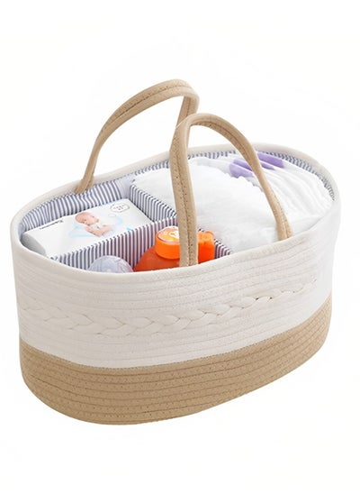 Buy Baby Diaper Caddy Organizer Cotton Rope Diaper Storage Basket with Adjustable Divider Portable Car Travel Diapers Organizer for Newborn Boys Girls Large Capacity Baby Baskets for Storage in Saudi Arabia