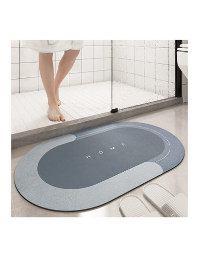 Buy MahMir® Diatom Bath Mat, Anti-Slip Bathroom Floor Mats and Quick Dry Bath Rug, Super Absorbent Bathtub Mat with Non-Slip, Thickened, Soft, Easier Clean Carpet (60 x 90 cm, Oval Blue) in UAE