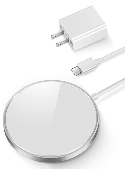 Buy Magnetic Wireless Charger,15W Max Wireless Charging Pad with USB-C 20W PD Adapter, Compatible with MagSafe Charger for iPhone 14/14 Pro/14 Plus/14 Pro Max/iPhone 13/13 Mini/13Pro max,Silver in UAE