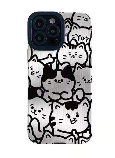 اشتري Protective Case Cover For Apple iPhone 13 Pro Max Cute Cats Design White في الامارات