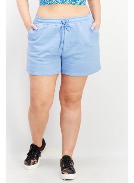 Buy Women Regular Fit Plain Basic Shorts, Light Blue in UAE