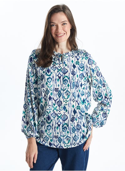 Buy Tie Collar Patterned Women's Blouse in Egypt