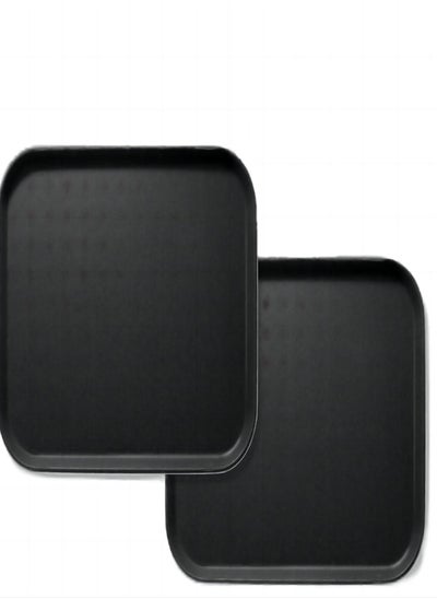 اشتري Oasisgalore 2 Pack Black Square Food Service Trays for Drink Food Cafeteria Non-slip for Kitchen Room Home في السعودية