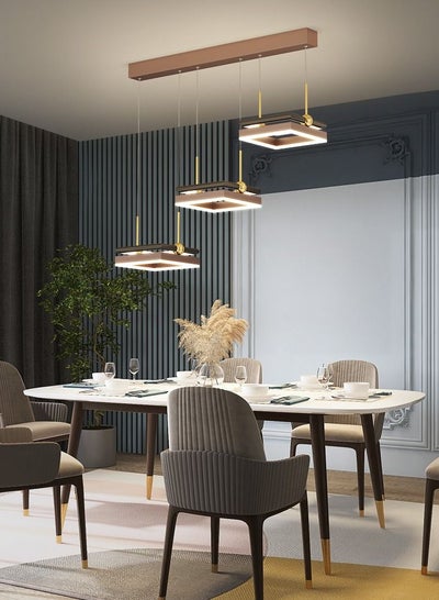 Buy Simple And Modern Nordic Light Luxury Brushed Aluminum Three Head Square Household Dining Table And Bar Pendant Lamp in UAE