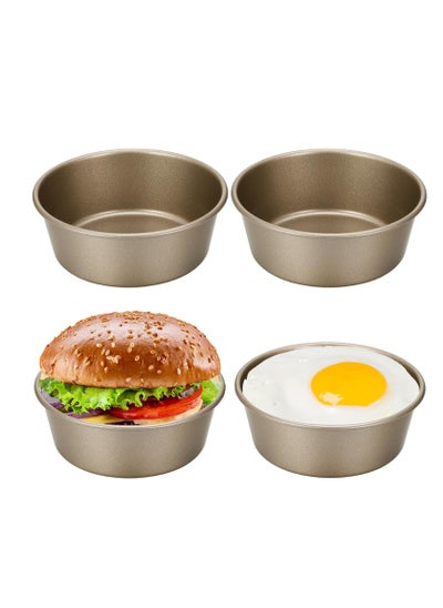 اشتري 4Pcs Round Baking Tray Cake Moulds 4'' Tin Ramekins for Air Fryer, Aluminum Layer Carbon DIY Home Mold Too for Fried Egg Muffin Sandwiches, Household Kitchen Cooking Tool في السعودية