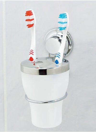 Buy Everloc Toothbrush Holder, No Drilling, No Screws, No Glue, No Adhesive, Vacuum Suction Wall Mounted Chrome Bathroom Tooth Brush Cup Stand, Easy and Quick Install, EVL-10223 in UAE