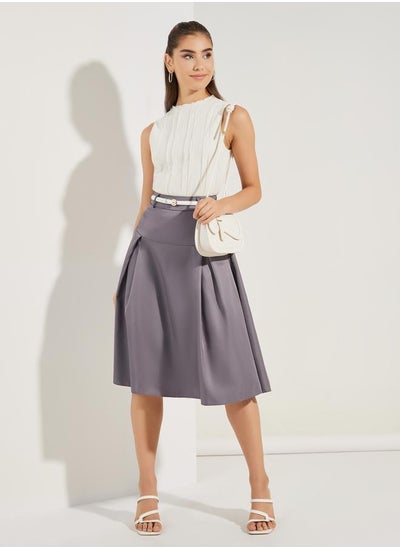 Buy Box Pleat Wide Waistband Midi Skirt in Saudi Arabia