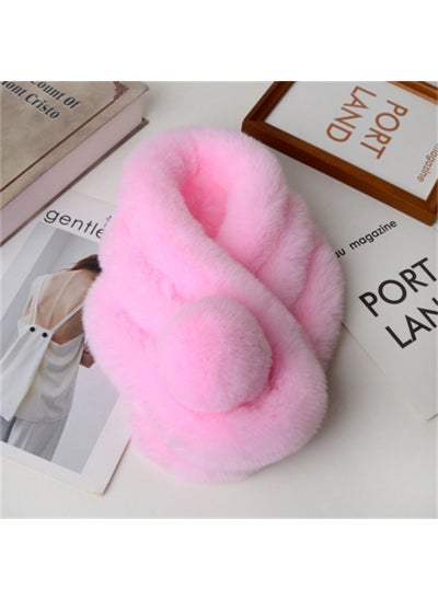 Buy Faux Rabbit Fur Scarf Warm Collar SnoodPink Pink in UAE