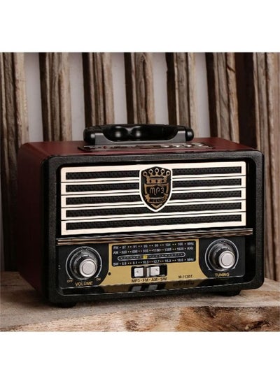 Buy Wooden Retro Wireless Bluetooth Speaker with SD Card U Disk FM Radio in UAE