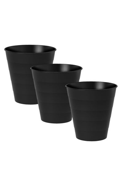 Buy 3 pieces Trash bin for offices and rooms, black, 10 liters in Saudi Arabia