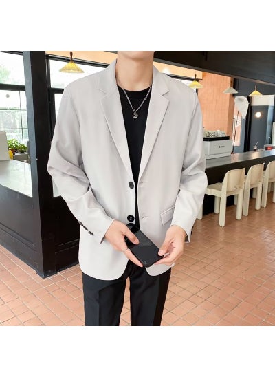 اشتري Casual Blazer for Men High-End Versatile Trendy Mature JacketLight gray Light gray في السعودية