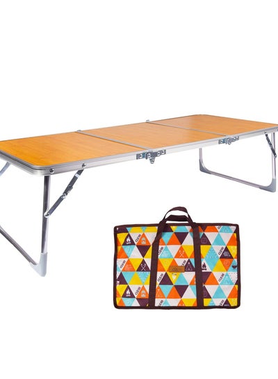 Buy Folding Camping Table,3 Feet Portable Picnic Table Outdoor Table with Aluminum Legs, with Handle,3 Fold Lightweight Beach TableCamping Accessories for Home Picnic BBQ Garden Cooking in UAE