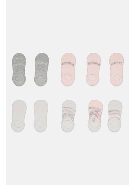 Buy Kids Girl 10 Pairs Brand Logo Invisible Socks White/Pink in UAE