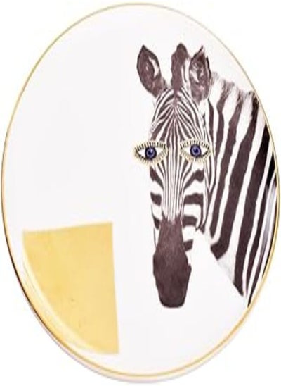 Buy Porland Porcelain Wild Life Zebra Flat Plate 20Cm Unique Elegant Design - Multi Colour in Egypt