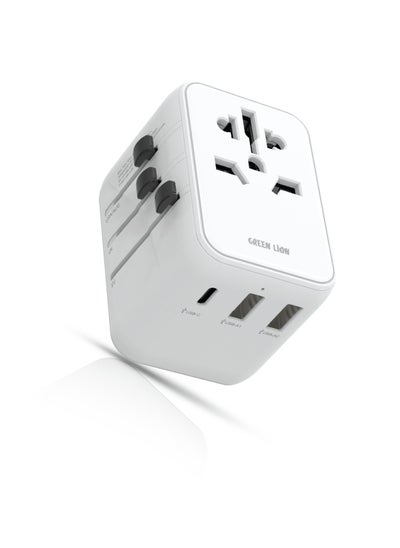 Buy 12W Universal Travel Adapter / UK/AU/EU/US Pin / Multi Ports / Travel Friendly / Super Compact / Short Circuit Protection / Overheat Protection / Innovative Design / Lightweight - White in UAE