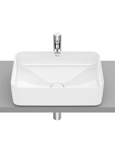 Buy Bathroom Basin Inspira White Over Counter Top Rectangle 50x37 Cm in Egypt