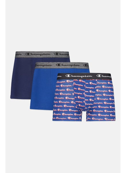 اشتري Men 3 Packs Brand Logo Boxer Shorts, Navy/Blue/Black في الامارات