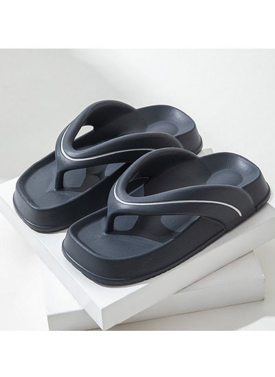 Buy Indoor and outdoor beach anti-skid flip-flops dark gray in UAE