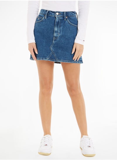 Buy High Waist Denim Mini Skirt in UAE