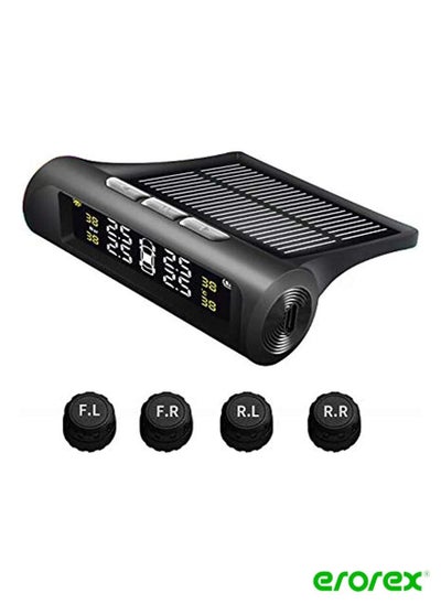 Buy Car Tire Pressure Monitoring Intelligent System Solar Power Wireless LED Display TPMS with 4 External Sensor in Saudi Arabia