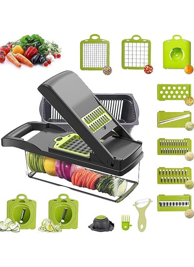 Buy 15 In 1 Interchangeable Blades Vegetable Chopper Slicer Multicolour in Saudi Arabia