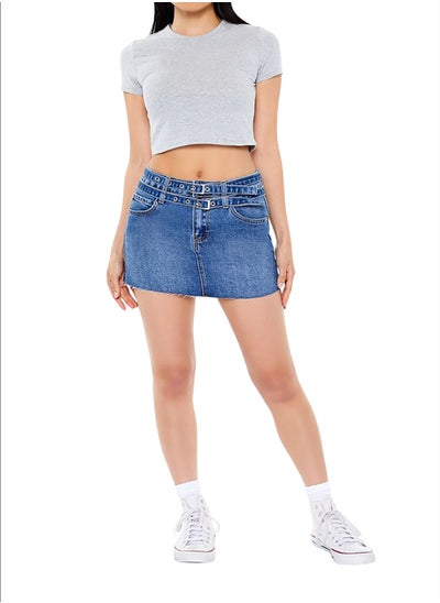 اشتري Belted Denim Mini Skirt في مصر