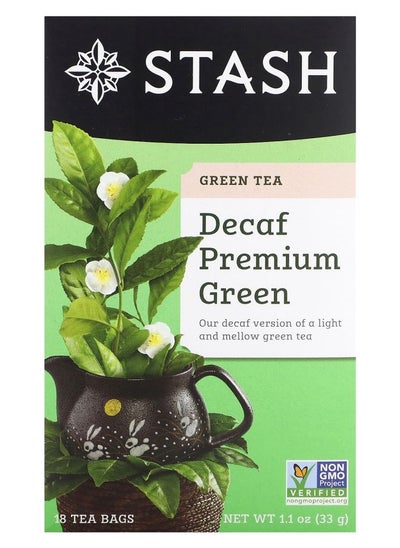 Buy Premium Green Tea Decaf  18 Tea Bags 1.1 oz (33 g) in UAE