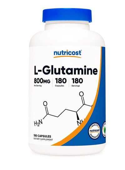اشتري L Glutamine 800mg 180 Capsules Gluten Free Non GMO في الامارات